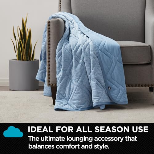 Brookstone Cooling Comfort Throw - Innovative Cooling Dual-Sided Throw - Oversized Cool Blanket for Hot Sleepers - Cooling Blankets for Sleeping - Nylon and Polyethylene Cooling Blanket - Faded Denim - Image 4