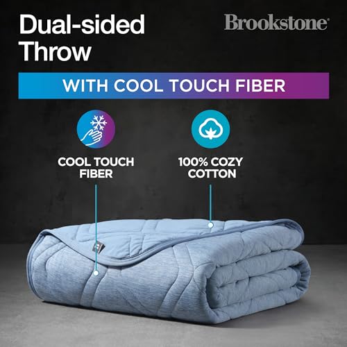 Brookstone Cooling Comfort Throw - Innovative Cooling Dual-Sided Throw - Oversized Cool Blanket for Hot Sleepers - Cooling Blankets for Sleeping - Nylon and Polyethylene Cooling Blanket - Faded Denim - Image 2