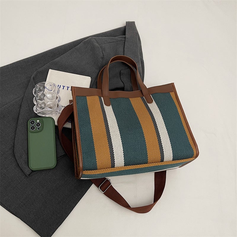 Bag Women'S Large Capacity This Year'S Popular Fashionable Simple Trendy Shoulder Canvas Class Commuter Tote Bag - Image 5