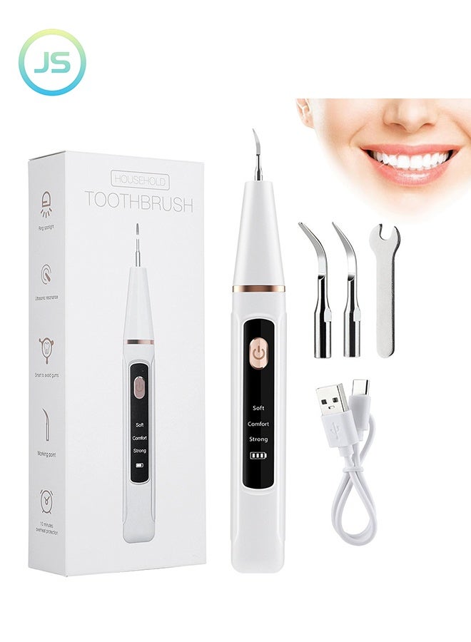 JS Household ToothBrush, Ultrasonic Scaler Calculus Remover, Rechargeable Teeth Whitening Tool, 3 Models Adjustable, for Home and Travel, Oral Hygiene Set - Image 1