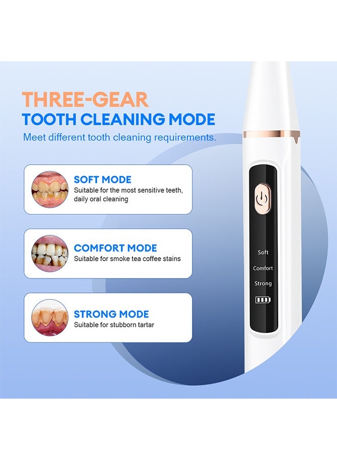 JS Household ToothBrush, Ultrasonic Scaler Calculus Remover, Rechargeable Teeth Whitening Tool, 3 Models Adjustable, for Home and Travel, Oral Hygiene Set - Image 4