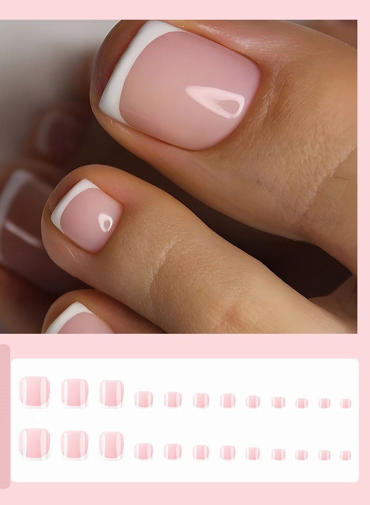 24 pieces of ground nails, simple white edged toenails, nail chips, finished nail products (glue included) - Image 1