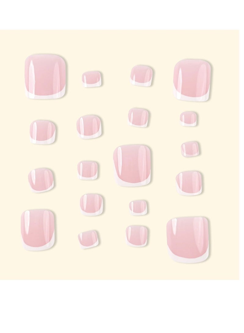 24 pieces of ground nails, simple white edged toenails, nail chips, finished nail products (glue included) - Image 2