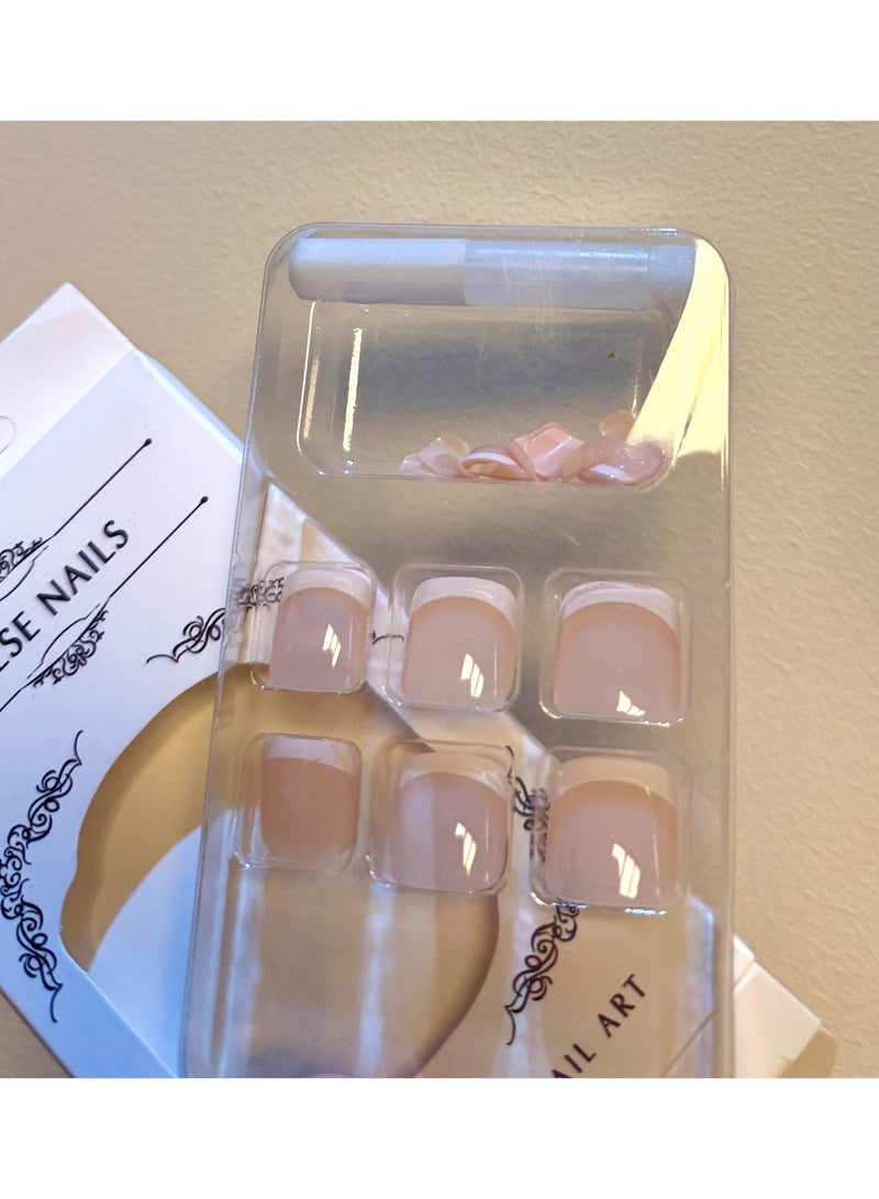 24 pieces of ground nails, simple white edged toenails, nail chips, finished nail products (glue included) - Image 4