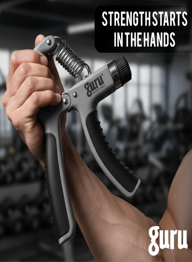 GURU Grey Adjustable Hand Grip Strengthener, Hand Gripper for Men & Women for Gym Workout Hand Exercise Equipment to Use in Home for Forearm Exercise - Image 2