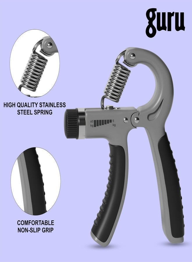 GURU Grey Adjustable Hand Grip Strengthener, Hand Gripper for Men & Women for Gym Workout Hand Exercise Equipment to Use in Home for Forearm Exercise - Image 4