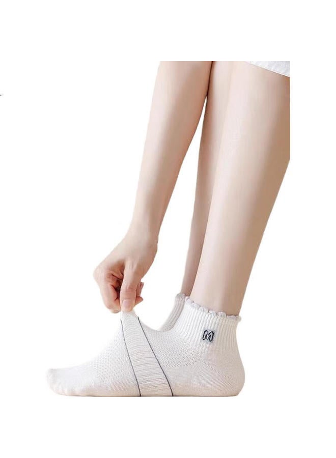 Yuzhaolin 5 Pairs Women'S Short Socks Spring Summer Ladies Cotton Socks Thin Mesh Antibacterial Odor-Resistant Low-Cut Boat Socks Sports Socks - Image 3