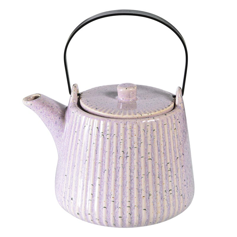 Yundu Purple Ceramic Teapots, 1000ml/33.8oz Tea Kettle, Enough for 4 Cups, Tea pot with infusers for loose tea, Striped Tea Pot with Removable Tea infuser - Image 1