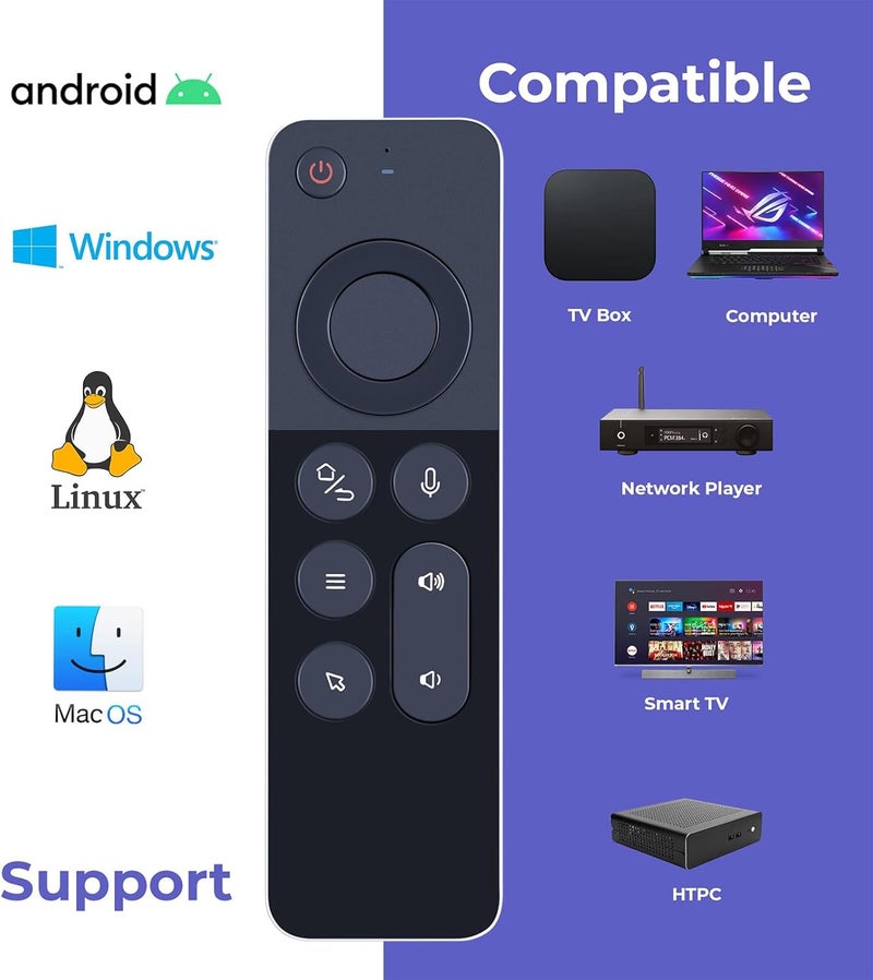 KASTWAVE W3 Air Mouse 2.4g Wireless Universal Voice Remote Control with Keyboard Compatible for Nvidia Shield/Android TV Box/PC/Projector/HTPC/All-in-one PC - Image 2