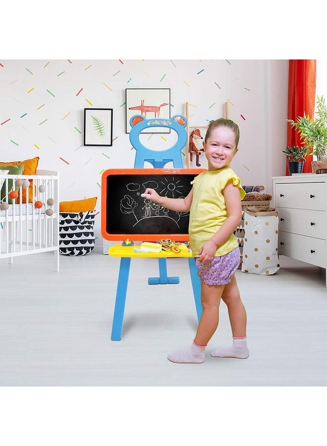 Easel Board for Kids, 3 in 1 Dry Erase White Board, Magnetic Board and Chalkboard Art Activity Drawing for Artist with Learning Magnetic Alphabet and Numbers  - Image 4