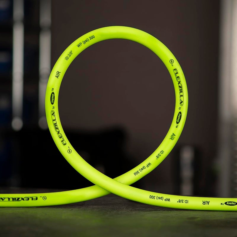 Flexzilla Air Hose with ColorConnex Industrial Type D Coupler and Plug, 1/4 in. x 50 ft., Heavy Duty, Lightweight, Hybrid, ZillaGreen - HFZ1450YW2-D - Image 4