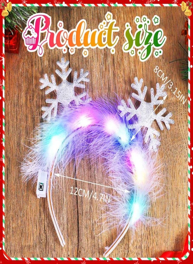 GORTIN Light up Christmas Headband LED Snowflake Headpiece Glowing Feather Xmas Holiday Costume Hair Accessories for Women - Image 4