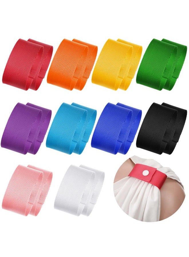 Dingion 10 Pairs Sports T Shirt Sleeve Clips Solid Color Sleeve Holders Gymnastics Softball Sleeve Ties Soccer Sleeve Straps for Shirts, 10 Colors - Image 1