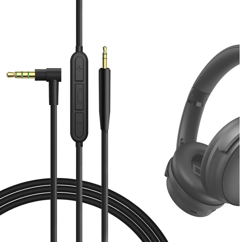 جيكريا كابل صوتي من مزود بميكروفون، متوافق مع سماعات Bose QuietComfort Ultra II/SE/45/35 II وسماعات Bose 700، كابل استبدال استريو بمقاس 3.5 مم إلى 2.5 مم يحتوي على ميكروفون مدمج (طوله 4 أقدام/1.2 متر). - Image 1