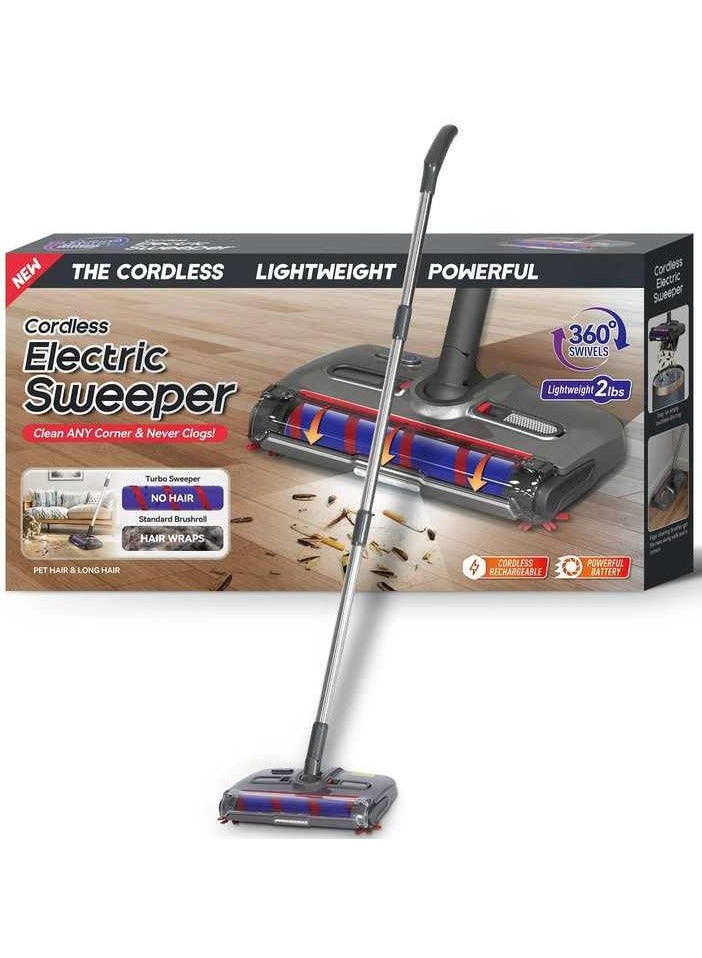 Turbo LED Light Electric Floor Sweeper Perfect Cordless Power 360 Swivel Household Electric Broom - Image 1