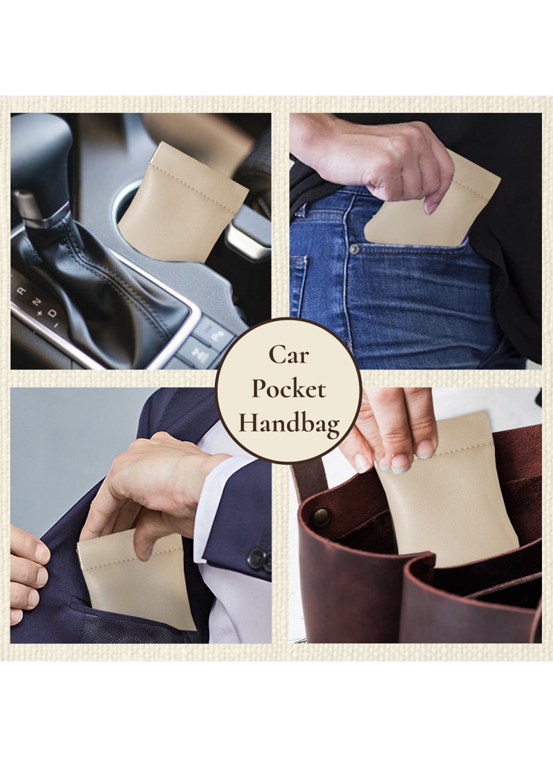 LeArt - Leather Squeeze Coin Pouch for Men & Women | Coin Purse | Coin Holder | For Coins, Keys, Earphones, Cards, AirPods, Rosary | Great Gifting Option (Black | Set of 2) - Image 1