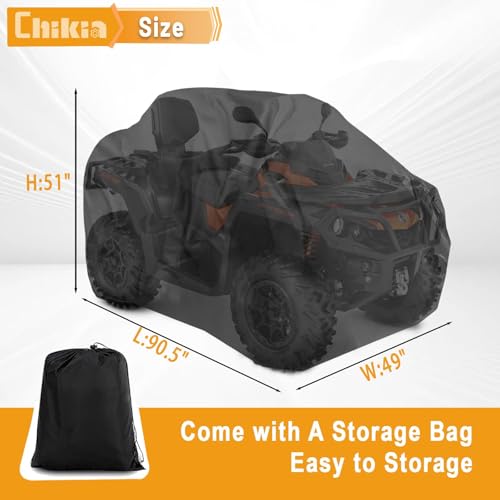 Chikia XL ATV Cover 420D Waterproof,4 Wheeler ATV Cover Replacement for Polaris Sportsman 450 570 850 1000 Can am Outlander 450 570 650 CFMOTO Cforce 600 Honda Yamaha Heavy Duty Outdoor Storage - Image 2
