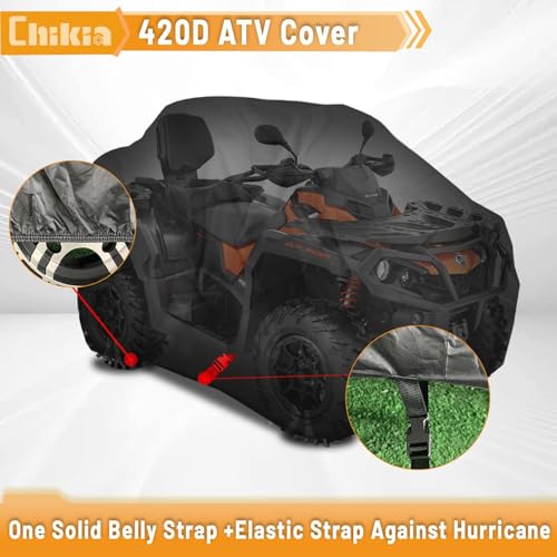 Chikia XL ATV Cover 420D Waterproof,4 Wheeler ATV Cover Replacement for Polaris Sportsman 450 570 850 1000 Can am Outlander 450 570 650 CFMOTO Cforce 600 Honda Yamaha Heavy Duty Outdoor Storage - Image 4