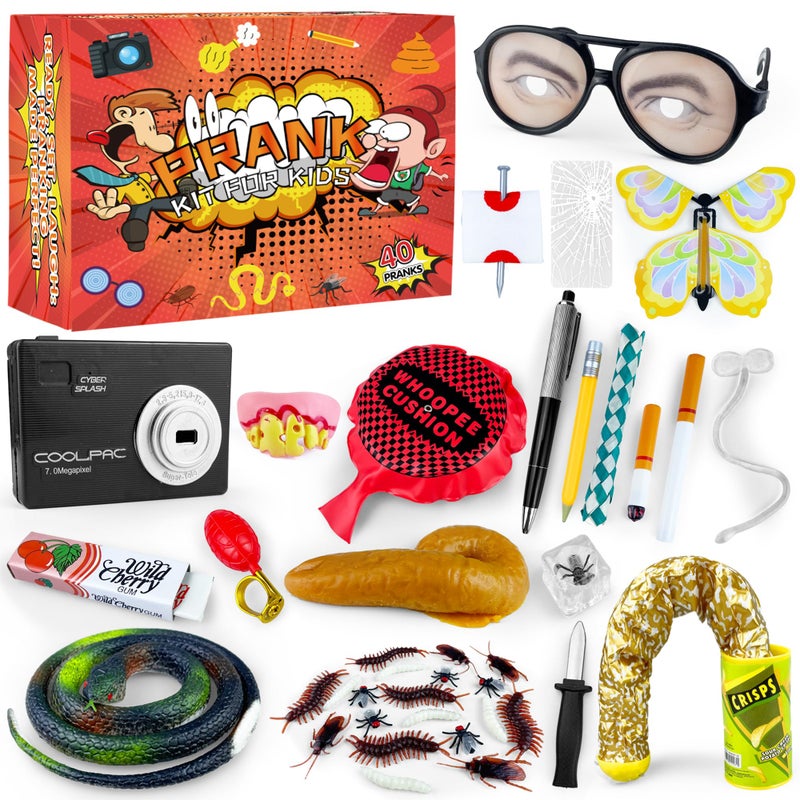 PPXMEEUDC 40 PCS Prank Kit for Kids Prank Toys Pack Set Box for Gifts April Fools Pranks Practical Jokes for Halloween Christmas Birthdays - Image 3