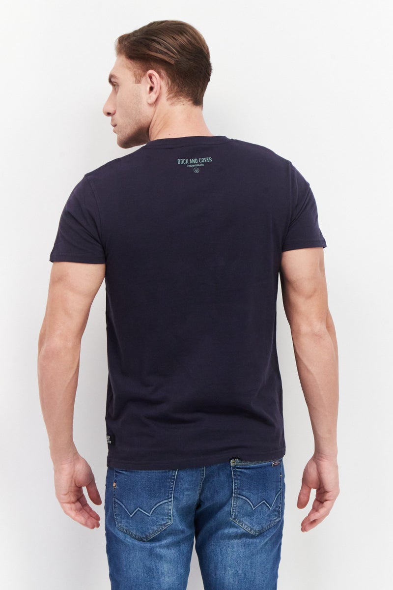 DUCK AND COVER Men Crew Neck Short Sleeve Graphic T-Shirt, Navy Combo - Image 2