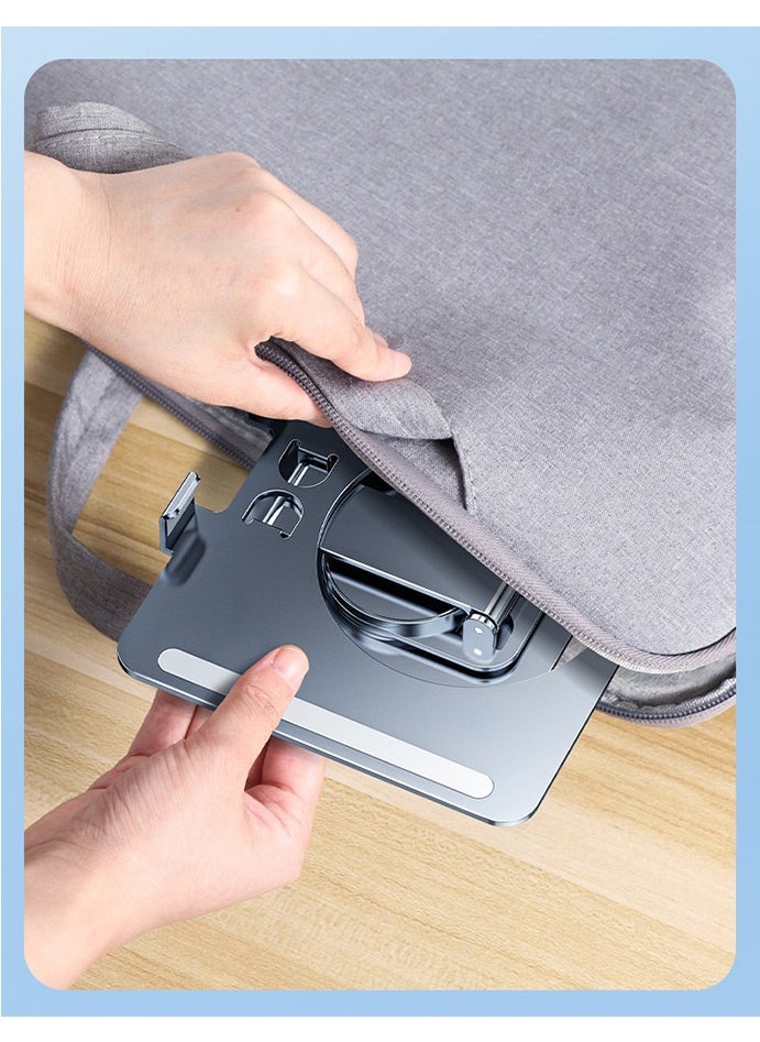 YZMA GLOBAL 180 Degree Adjustable Tablet/ipad Stand Holder, Foldable Tablet Holder for Desk, Compatible for ipad/Surface pro/Samsung Tab and other Tablets Reserved the installation holes for the Tablet Heat Sink, Silver  - Image 4
