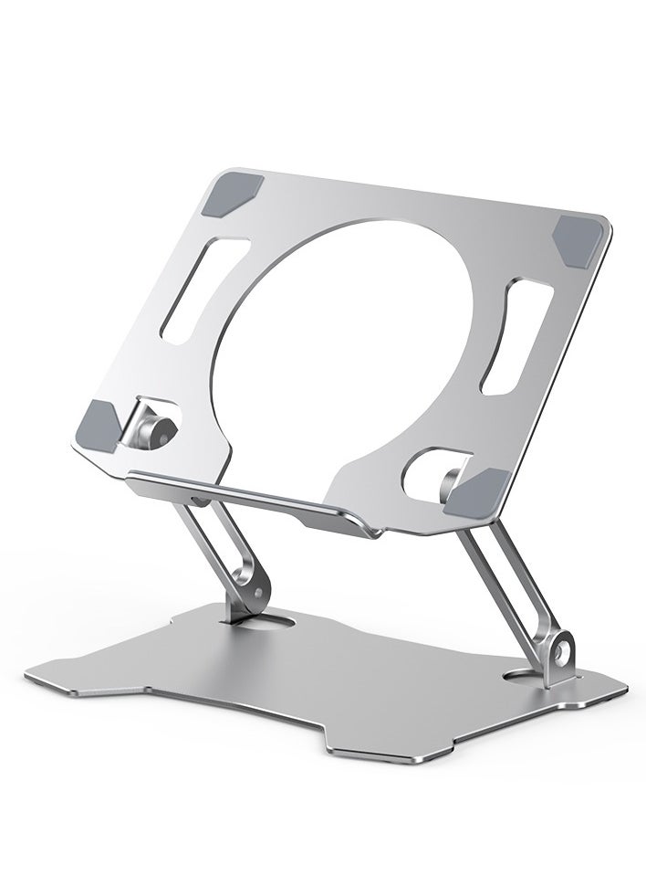 YZMA GLOBAL 180 Degree Adjustable Tablet/ipad Stand Holder, Foldable Tablet Holder for Desk, Compatible for ipad/Surface pro/Samsung Tab and other Tablets Reserved the installation holes for the Tablet Heat Sink, Silver  - Image 1