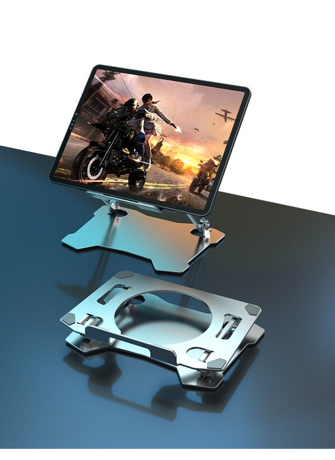 YZMA GLOBAL 180 Degree Adjustable Tablet/ipad Stand Holder, Foldable Tablet Holder for Desk, Compatible for ipad/Surface pro/Samsung Tab and other Tablets Reserved the installation holes for the Tablet Heat Sink, Silver  - Image 2