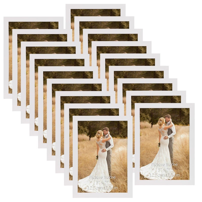 WIFTREY WIFTREY White 5x7 Picture Frame set of 18 Photo Frames 5 x 7 Bulk for Wall Hanging or Tabletop Display 