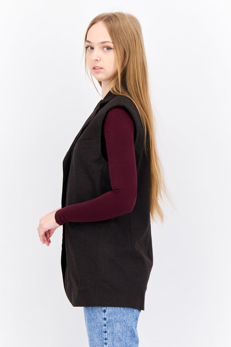 MANGO بليزر نسائي بدون أكمام بتصميم عادي، بني - Image 2