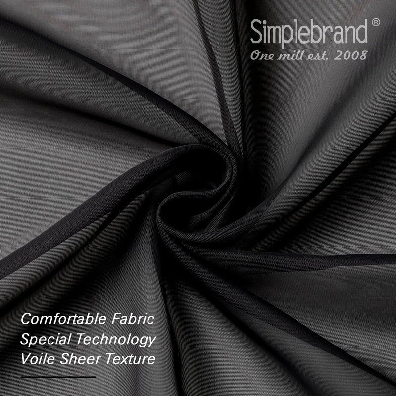 Simplebrand Black Sheer Curtains 72 Inches Long 2 Panels for Living Room, Rod Pockets Airy Window Treatments Voile Sheer Black Curtains Panels Lightweight for Front Back Patio Glass Door, 42" Width - Image 3