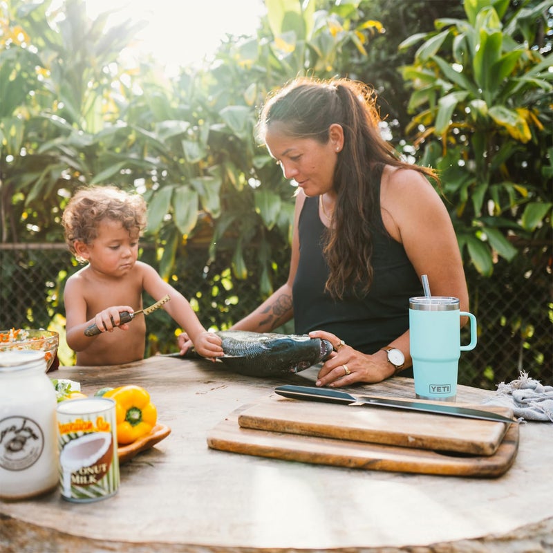 YETI Rambler 25 oz Tumbler with Handle and Straw Lid, Travel Mug Water Tumbler, Vacuum Insulated Cup with Handle, Stainless Steel, Tropical Pink - Image 5