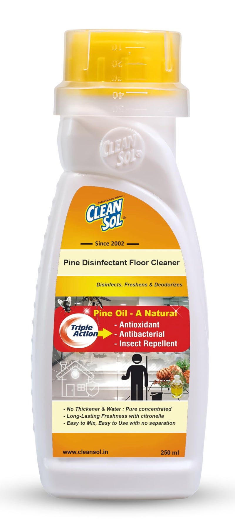 Cleansol Phenyl Concentrate – 250 mL | Makes 2–3 Litres White Floor Cleaner | With Natural Pine Oil & Citronella for Home & Commercial Use - Image 1