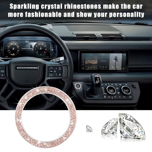 Kewucn Bling Crystal Double Rhinestone Car Engine Start Decoration Ring, Sparkling Push Start Button Sticker, Key Ignition & Knob Ring Decoration, Bling Car Interior Accessory(Peach) - Image 5