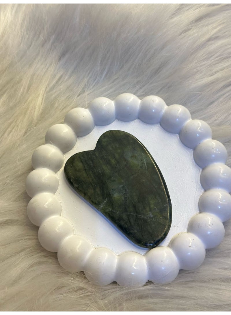 Gua Sha Facial Tool, Natural Guasha Jade Stone GuaSha Board Gua Sha Sc Massage Tool with Smooth Edge for Physical Therapy and SPA Acupuncture Therapy Used for Face, Eyes, Neck and Body (1PC) GSHN6 - Image 2