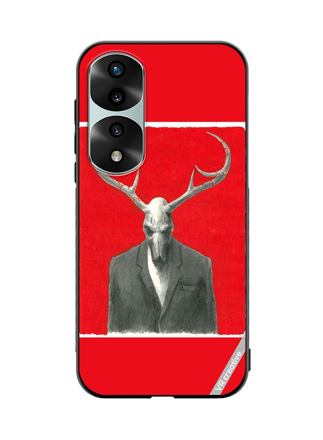 VR CREATIVE Protective Case Cover For Honor 70 Pro The Deer Skull In A Costume Red Design Multicolour - Image 1