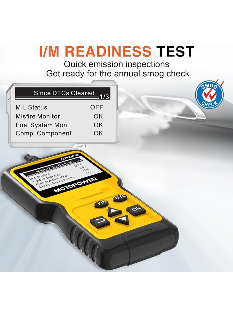 موتوباور جهاز فحص أعطال المحرك MP69033 OBD2 لقراءة الرموز وأداة فحص تشخيص CAN لجميع سيارات بروتوكول OBD II منذ عام 1996، باللون الأصفر - Image 3