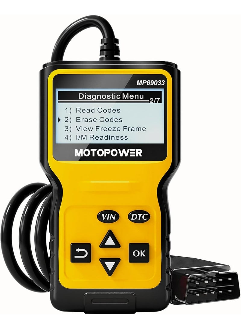 موتوباور جهاز فحص أعطال المحرك MP69033 OBD2 لقراءة الرموز وأداة فحص تشخيص CAN لجميع سيارات بروتوكول OBD II منذ عام 1996، باللون الأصفر - Image 1