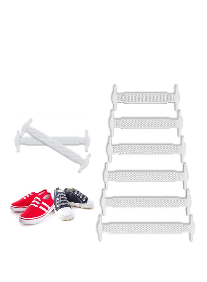 Elastic No Tie Shoelaces for Kids, Stretch Waterproof Silicone Laces for Sneakers and Casual Shoes, Easy Fit Design, White Color - Image 1