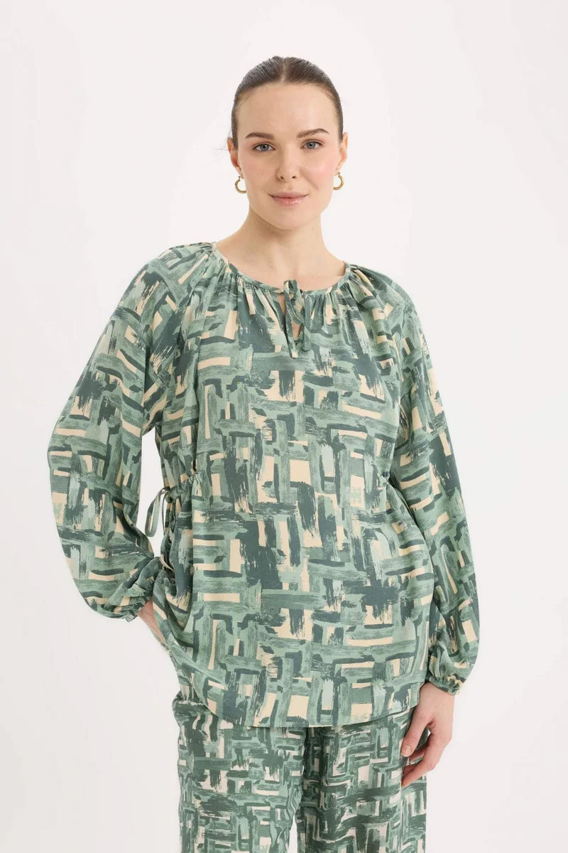Defacto Regular Fit Crew Neck Long Sleeve Blouse