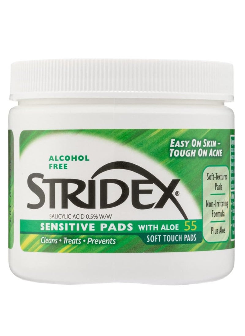 Stridex - Stridex Daily Acne Care Pads with Aloe Vera - Sensitive Skin - 55 Count - Image 1