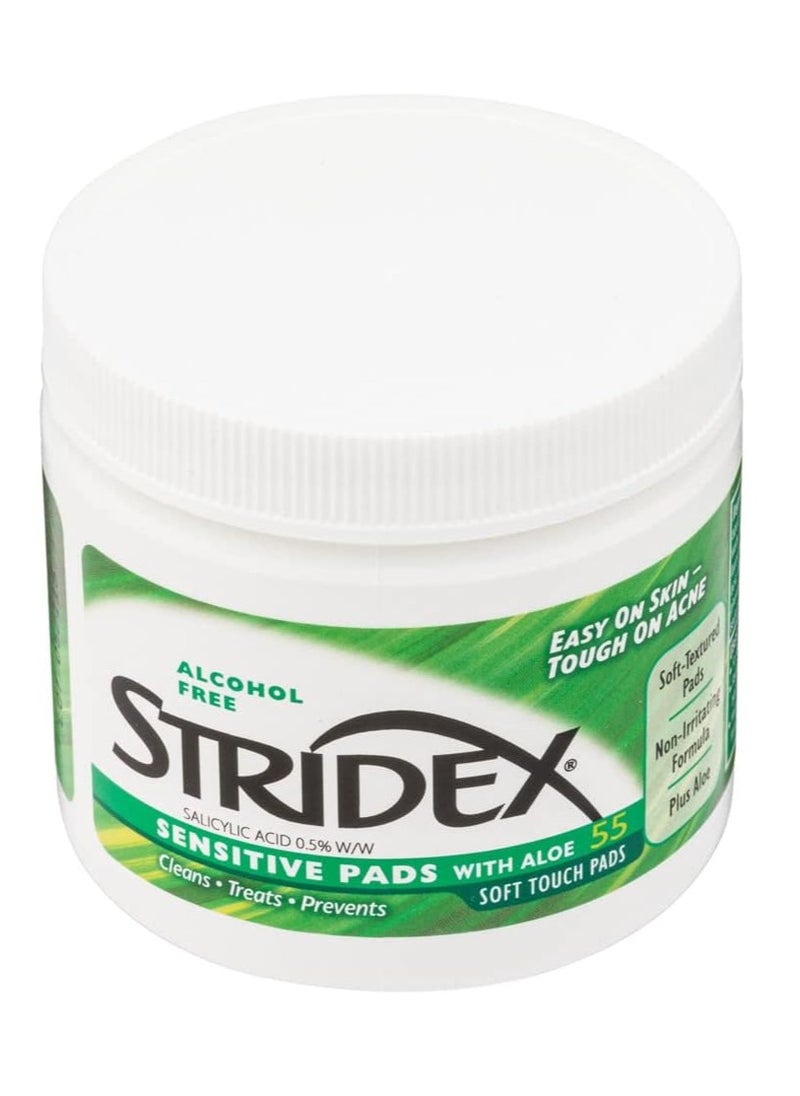 Stridex - Stridex Daily Acne Care Pads with Aloe Vera - Sensitive Skin - 55 Count - Image 1