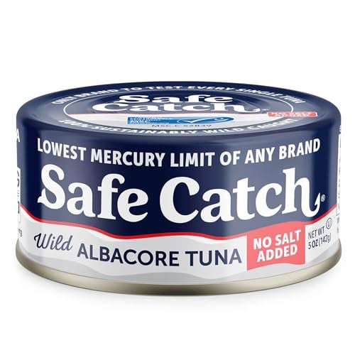 Safe Catch Canned Lowest Mercury Limit Albacore Tuna Fish No Salt Added Wild Caught GlutenFree Kosher Whole30 Approved Keto 5oz Can 12Pack - Image 1