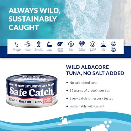 Safe Catch Canned Lowest Mercury Limit Albacore Tuna Fish No Salt Added Wild Caught GlutenFree Kosher Whole30 Approved Keto 5oz Can 12Pack - Image 5