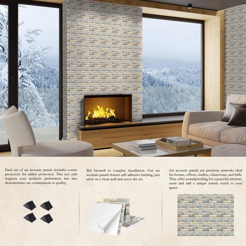 Jber 12 Pack Acoustic Panels Self-Adhesive, Brick Sound Proofing Panels, High Density Acoustic Wall Panels for Recording Studios, Game Room, Home, Office, 30x30x1cm (STONE, 30x30x1cm) - Image 4