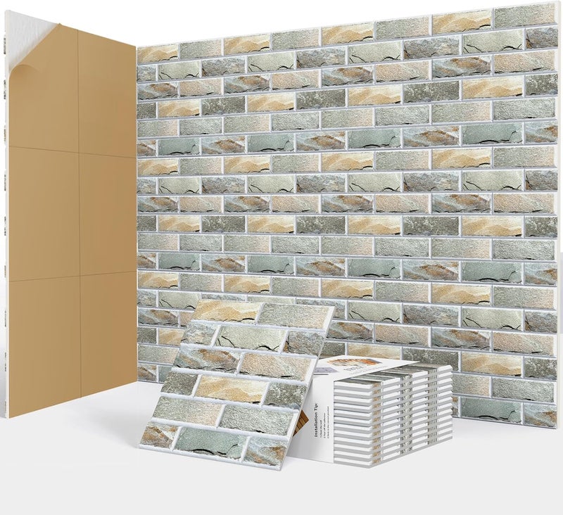 Jber 12 Pack Acoustic Panels Self-Adhesive, Brick Sound Proofing Panels, High Density Acoustic Wall Panels for Recording Studios, Game Room, Home, Office, 30x30x1cm (STONE, 30x30x1cm) - Image 1