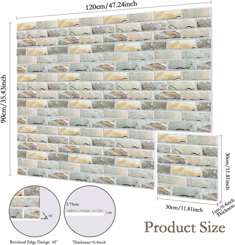 Jber 12 Pack Acoustic Panels Self-Adhesive, Brick Sound Proofing Panels, High Density Acoustic Wall Panels for Recording Studios, Game Room, Home, Office, 30x30x1cm (STONE, 30x30x1cm) - Image 2