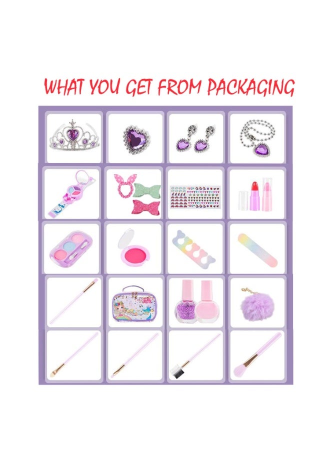 طقم مكياج للأطفال مجموعة مكياج قابلة للغسل مجموعة تجميل للفتيات. بنفسجي - Image 2