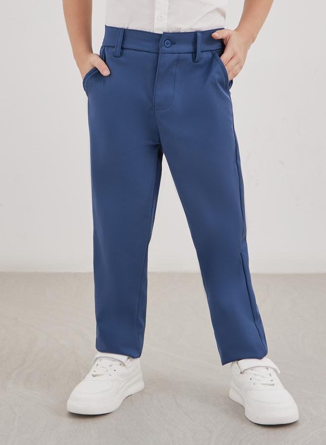 Styli Boys Navy Blue Regular Fit Pants with Pockets - Image 1