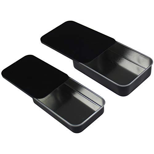 Goodma 24-Pack Slide Top Rectangular Metal Tin Containers for Candies Jewelry Crafts Pills Lip Balm Storage Survival Kit, Mixed Sizes (Black) - Image 2