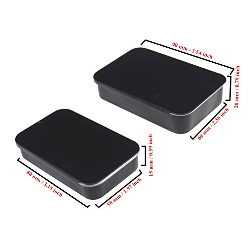 Goodma 24-Pack Slide Top Rectangular Metal Tin Containers for Candies Jewelry Crafts Pills Lip Balm Storage Survival Kit, Mixed Sizes (Black) - Image 3